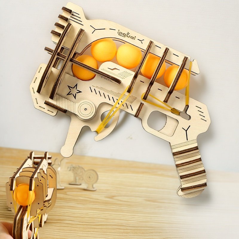 Table Tennis Kids - Pistola a Elastici in Legno Fai-da-Te,